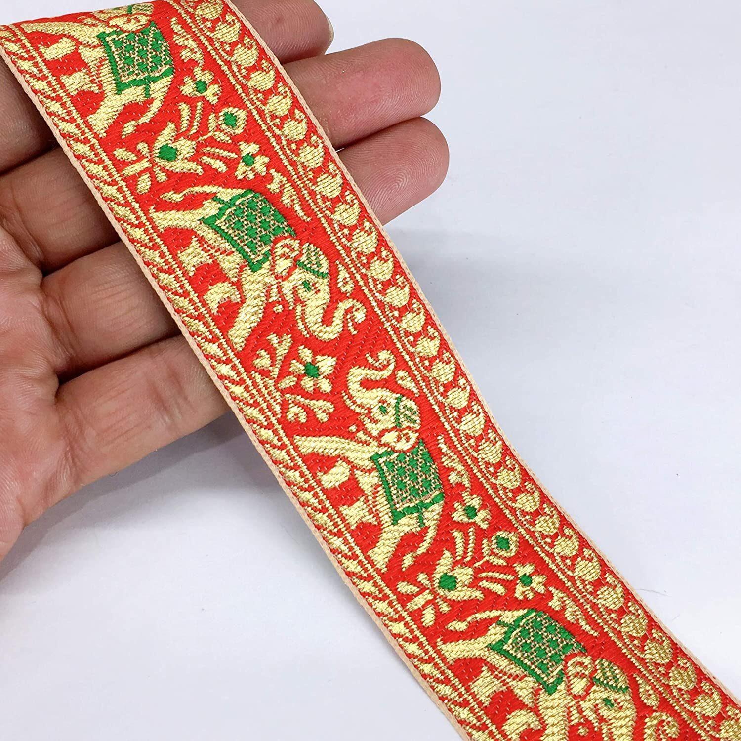 35mm Jacquard Elephant Design, shown on white cotton