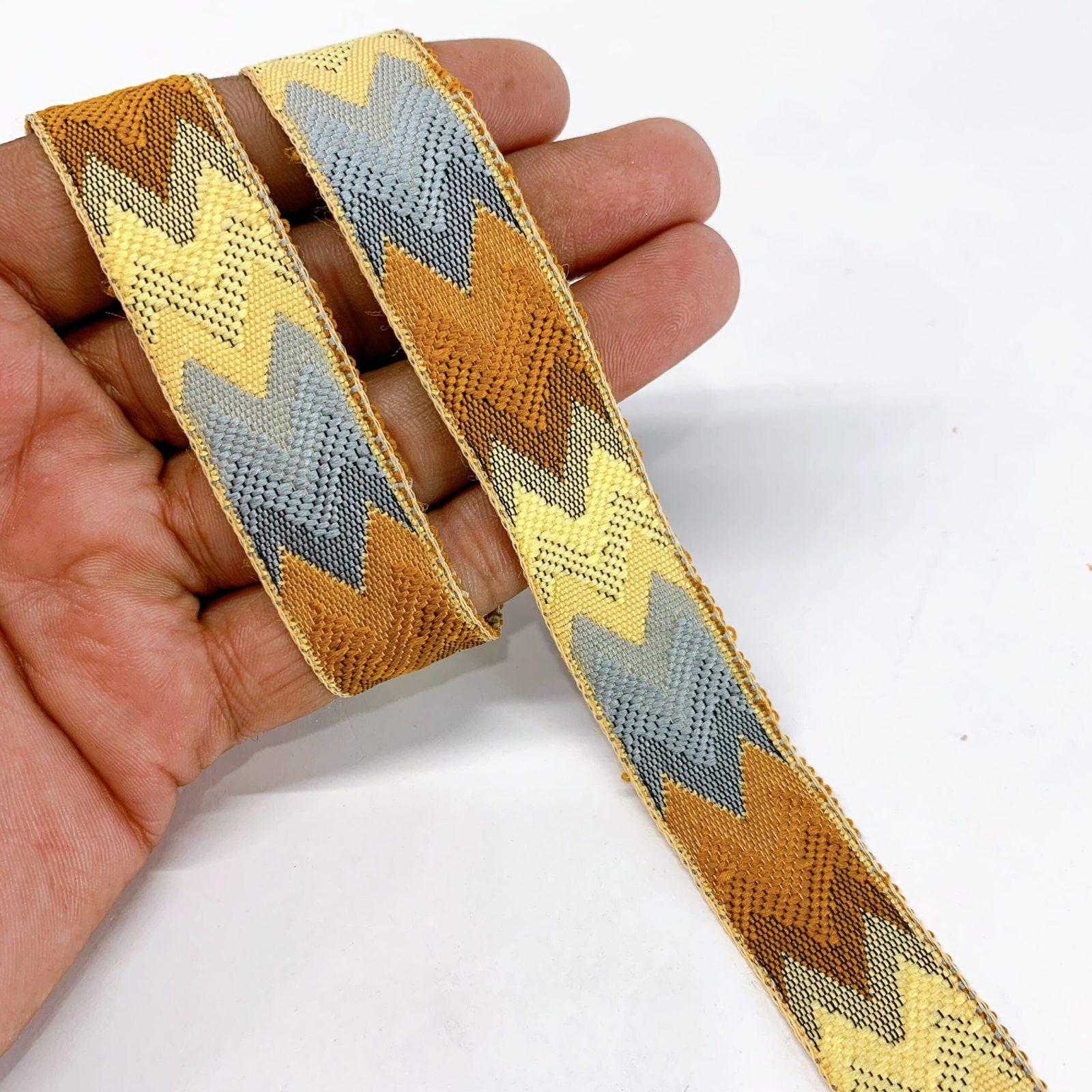 20mm Colorfull Shade Design Jacquard, shown on white cotton