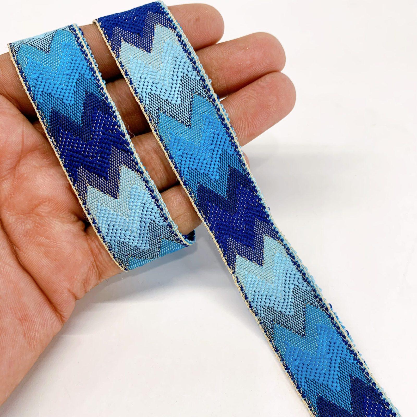 20mm Colorfull Shade Design Jacquard, shown on white cotton