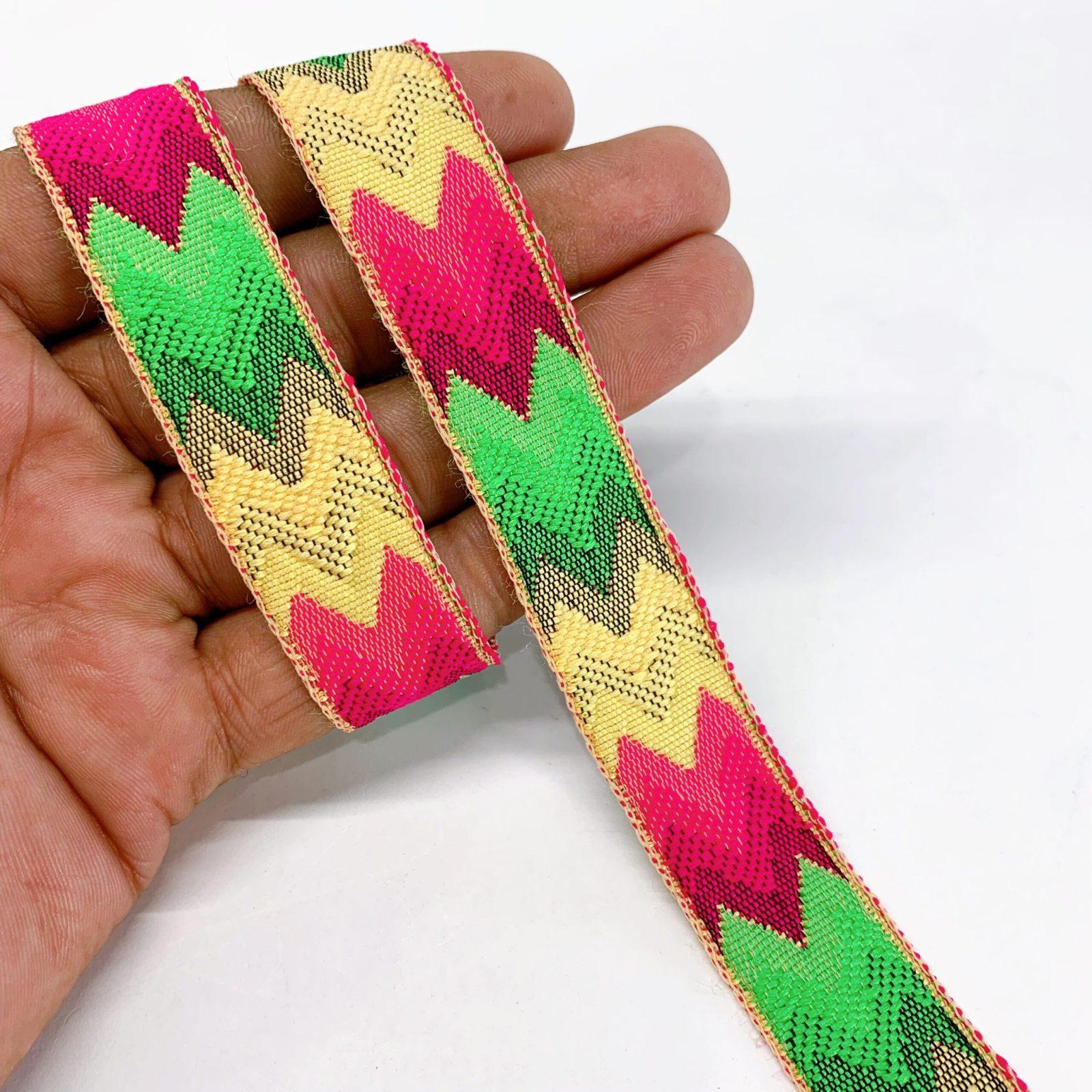 20mm Colorfull Shade Design Jacquard, shown on white cotton