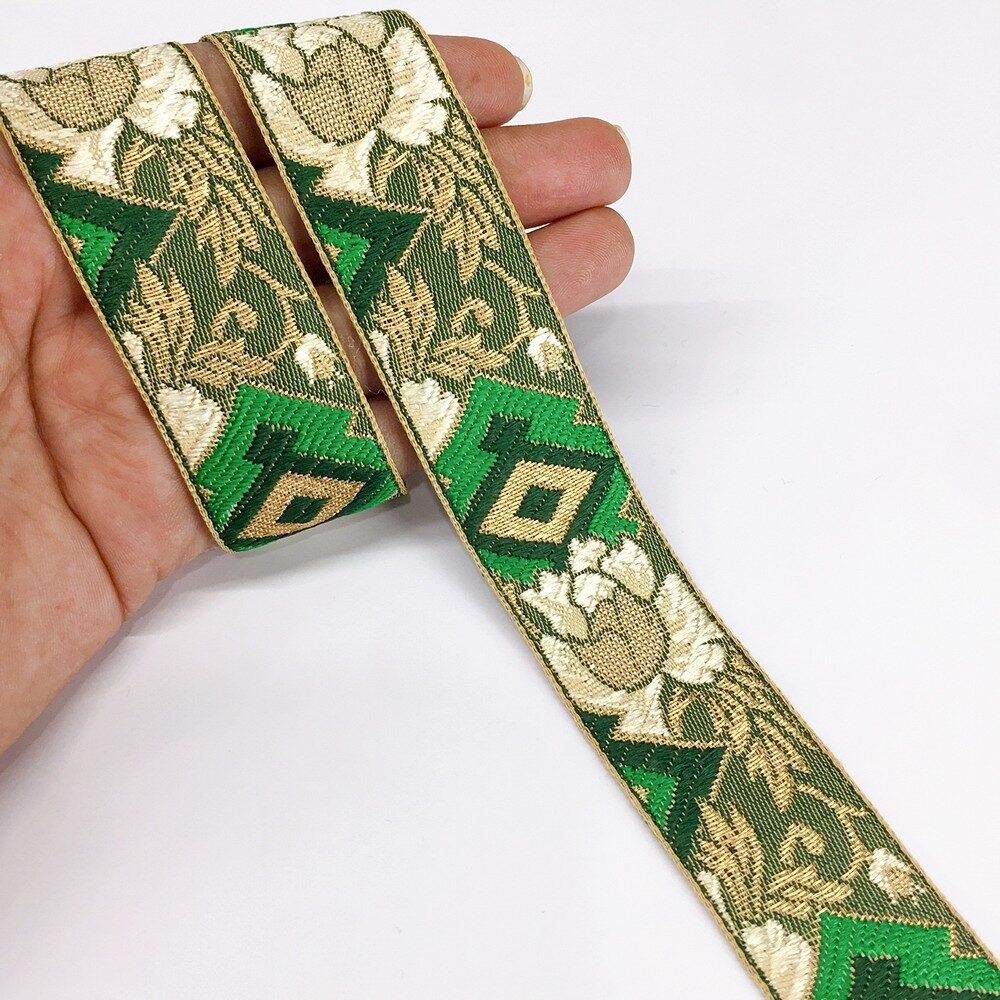 30mm Flower Jacquard Woven, shown on white cotton