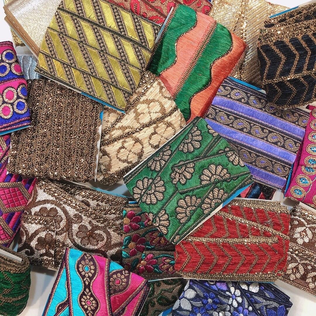 Assorted Vintage Jacquard Ribbons, shown on white cotton