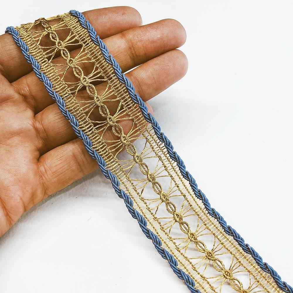 32 mm Colour Knitted Decorative Ribbon, shown on white cotton