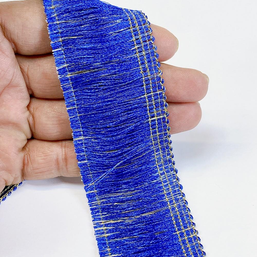 38 mm Designer Metallic Fringe, shown on white cotton