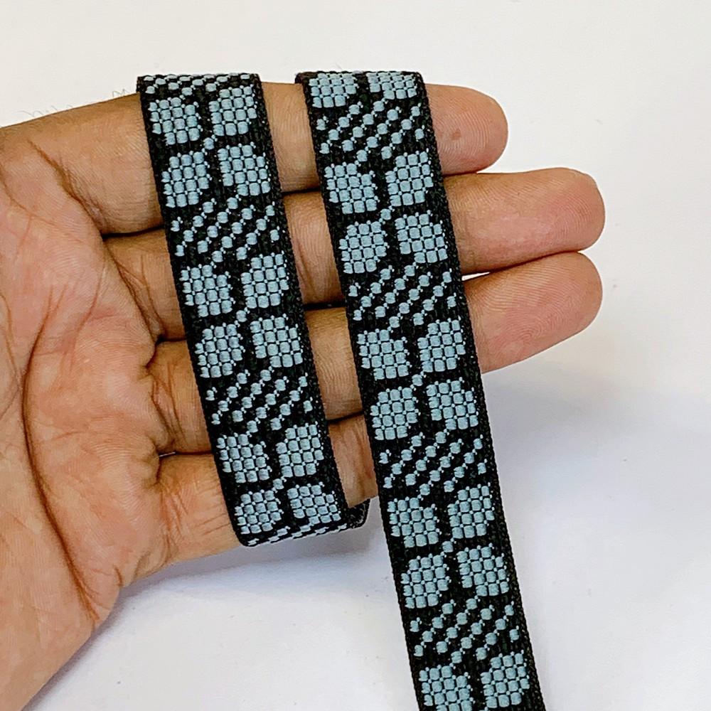 20mm Colorful Cross stich Jacquard Lace, shown on white cotton