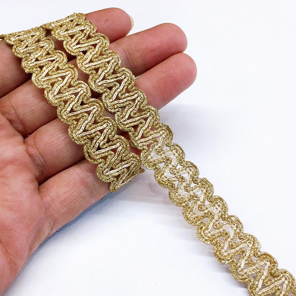 16 mm Crochet Knitted Decorative Ribbon, shown on white cotton