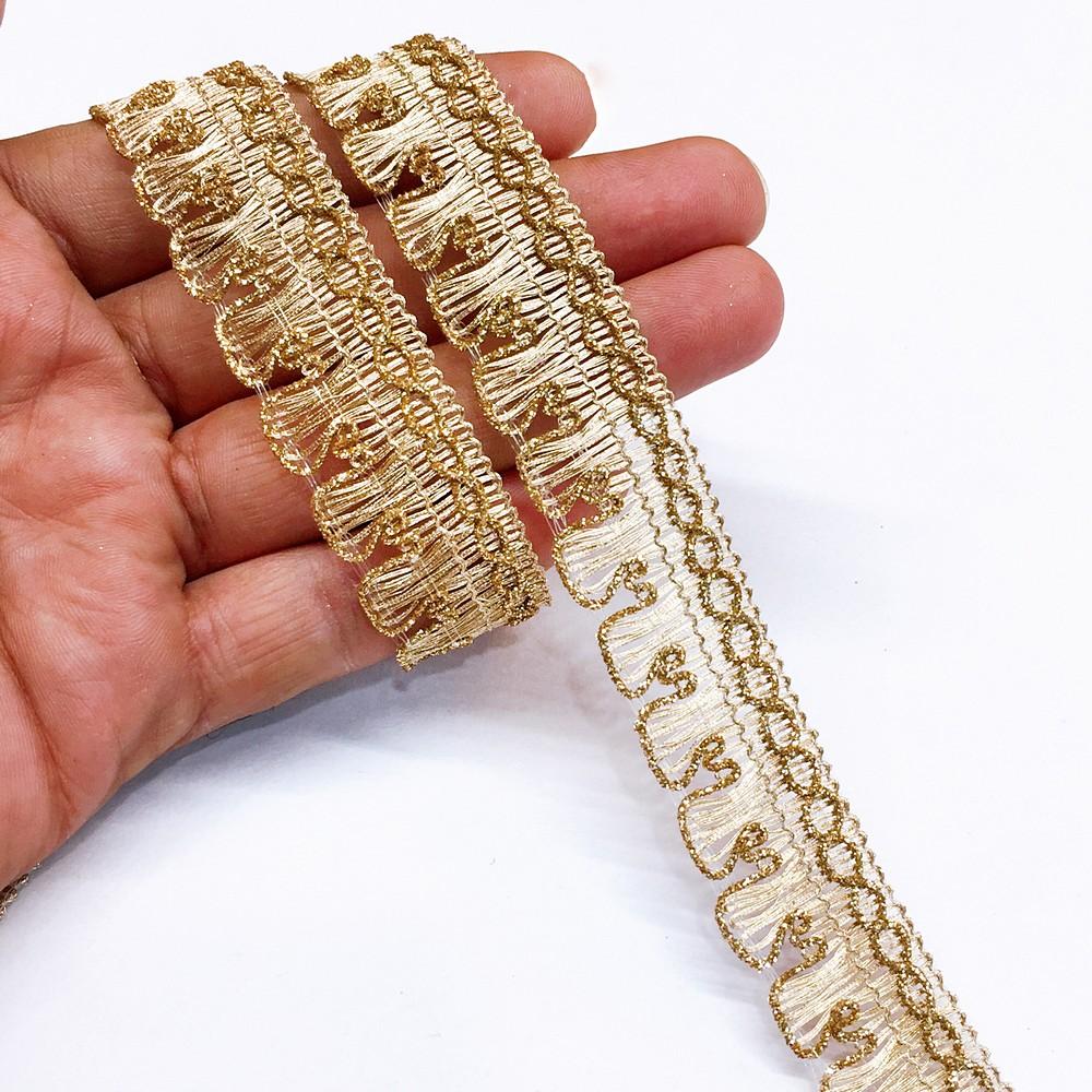 20mm Crochet Knitted Decorative Ribbon, shown on white cotton