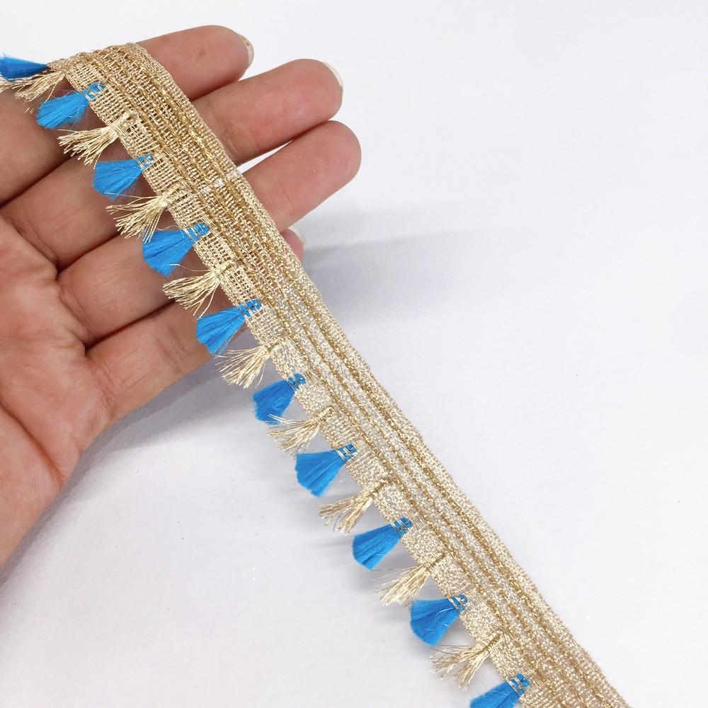 25mm Crochet Knitted Decorative Ribbon, shown on white cotton