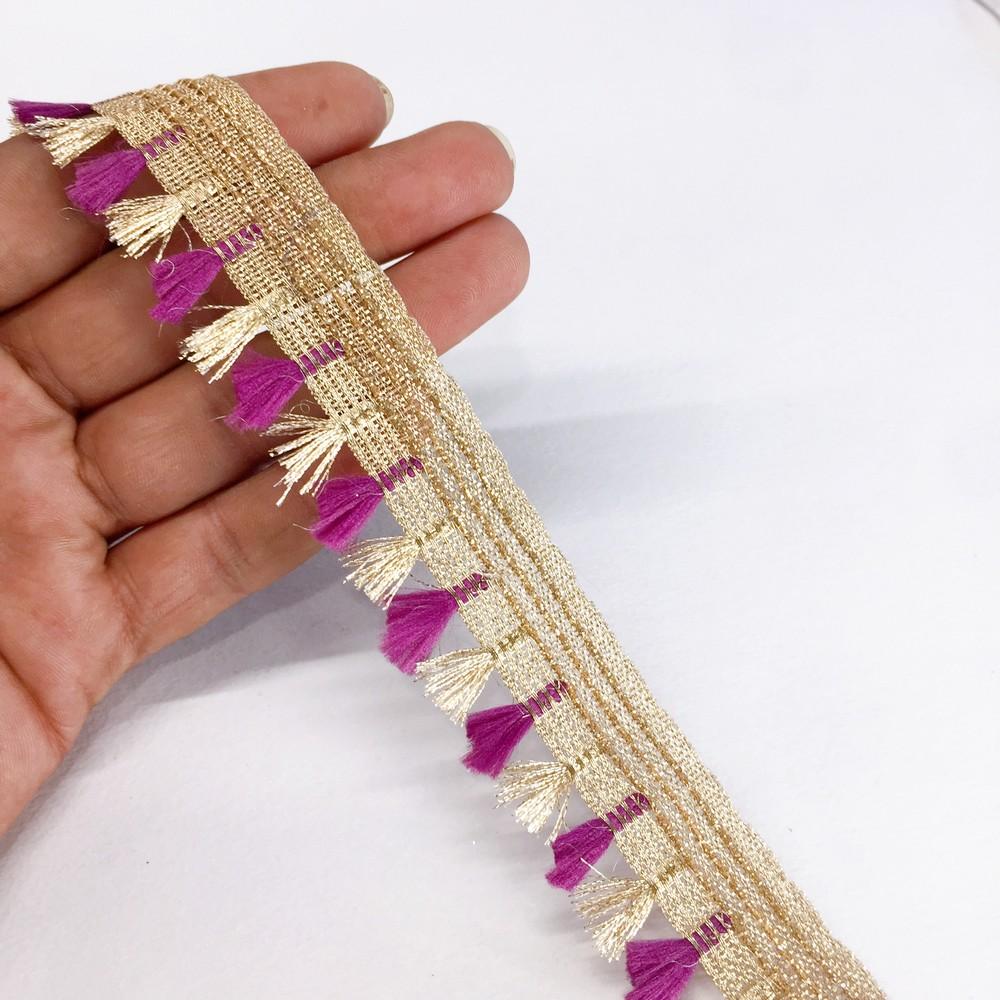 25mm Crochet Knitted Decorative Ribbon, shown on white cotton