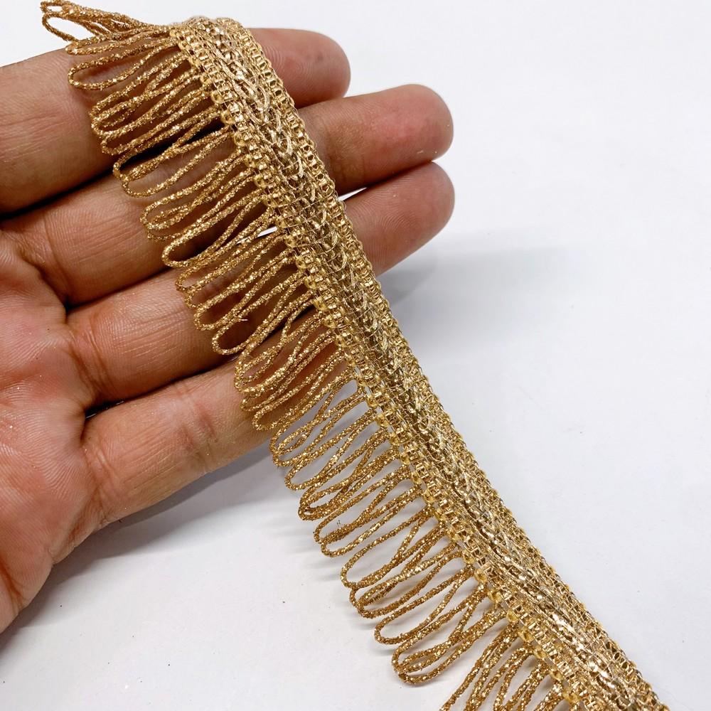 30mm Crochet Knitted Decorative Ribbon, shown on white cotton