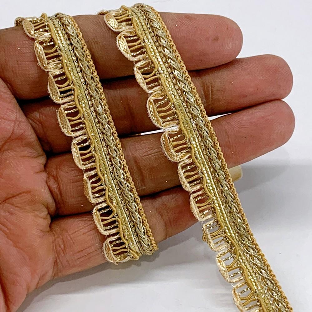14 mm Crochet Knitted Decorative Ribbon, shown on white cotton