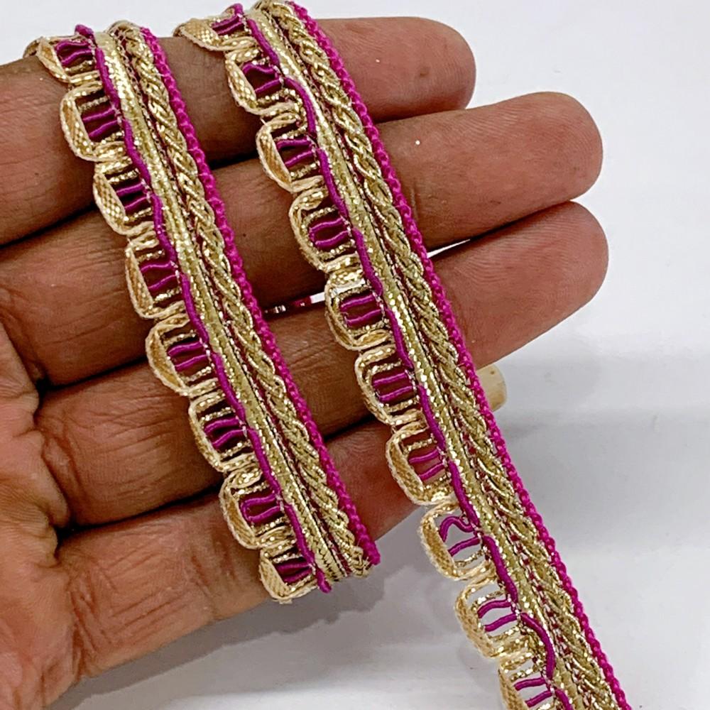 14 mm Crochet Knitted Decorative Ribbon, shown on white cotton
