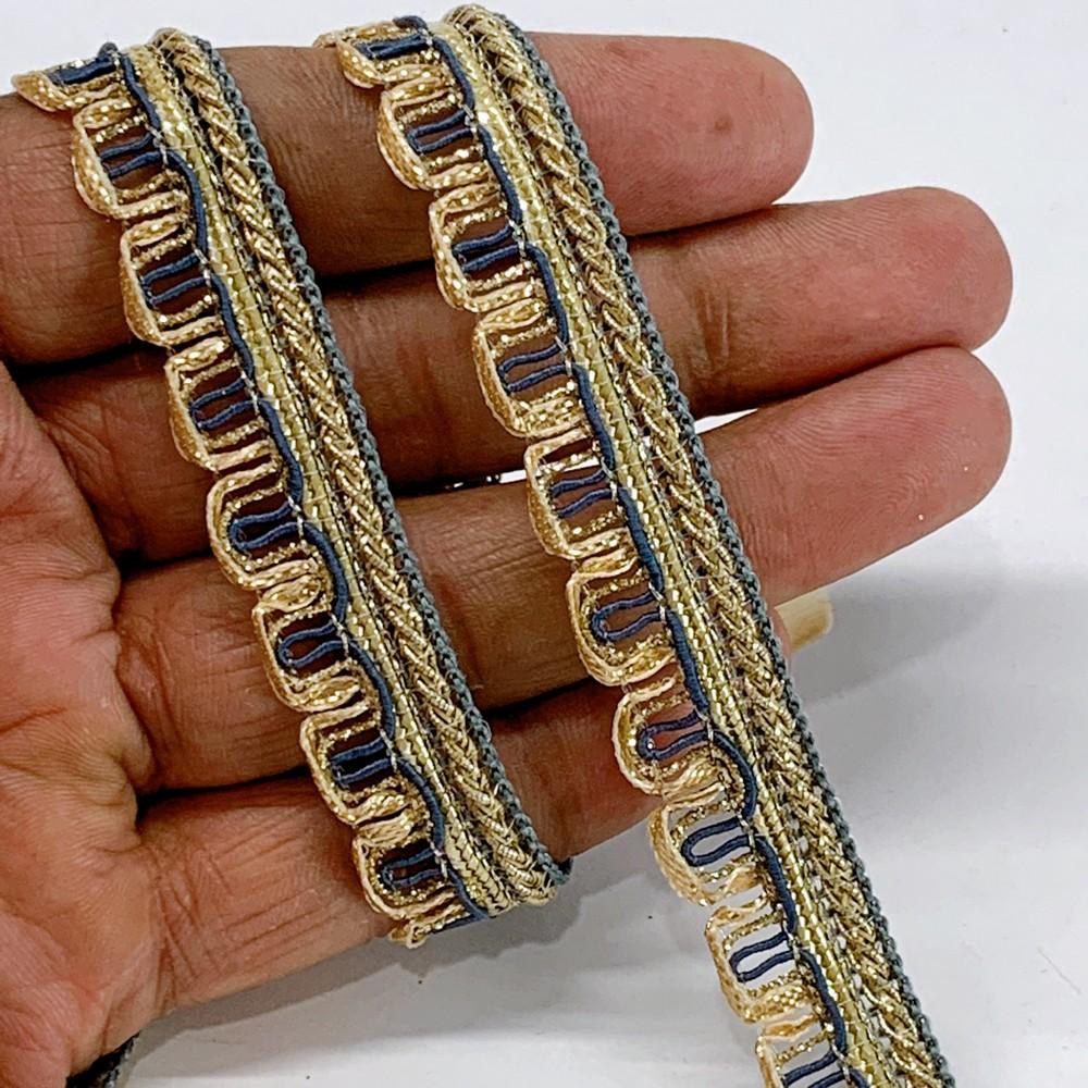 14 mm Crochet Knitted Decorative Ribbon, shown on white cotton
