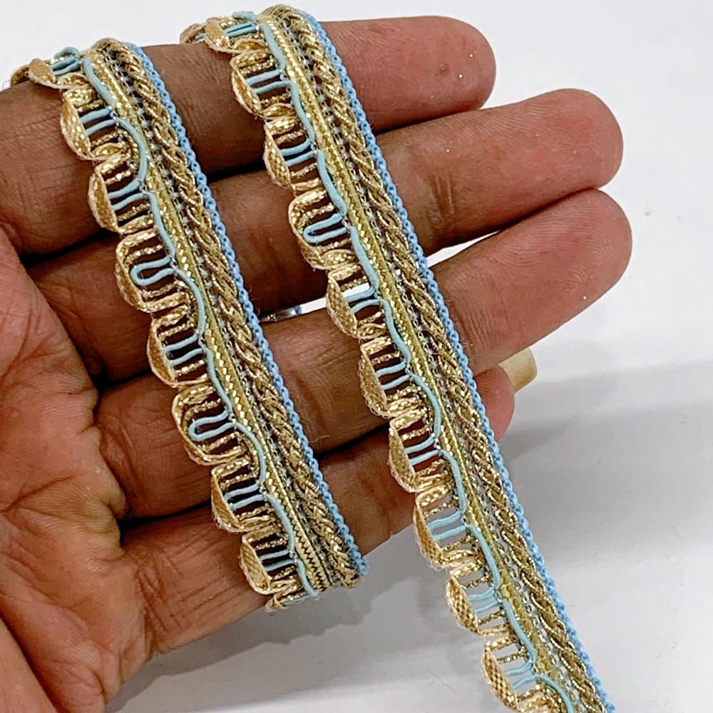 14 mm Crochet Knitted Decorative Ribbon, shown on white cotton