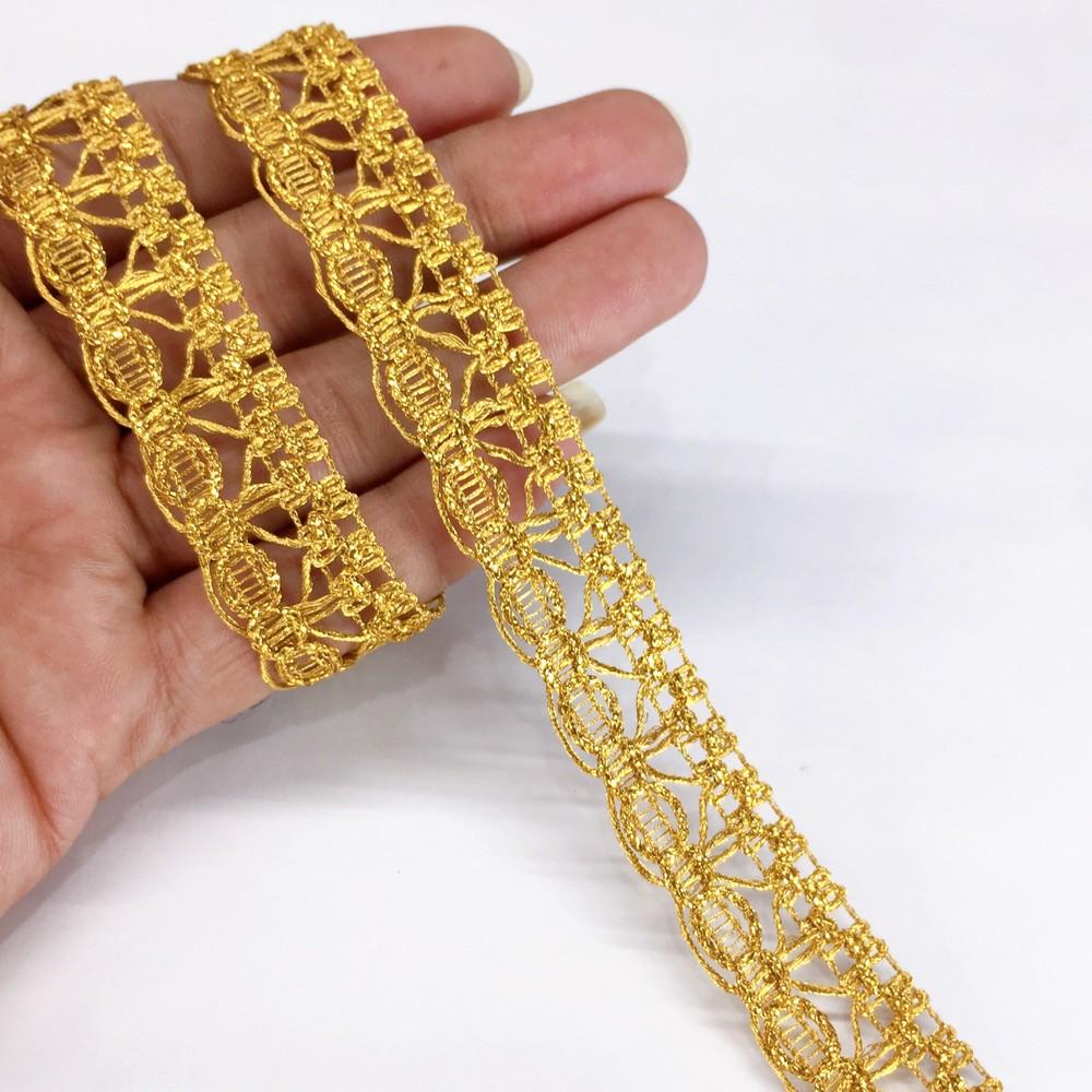 19 mm Crochet Knitted Decorative Ribbon, shown on white cotton