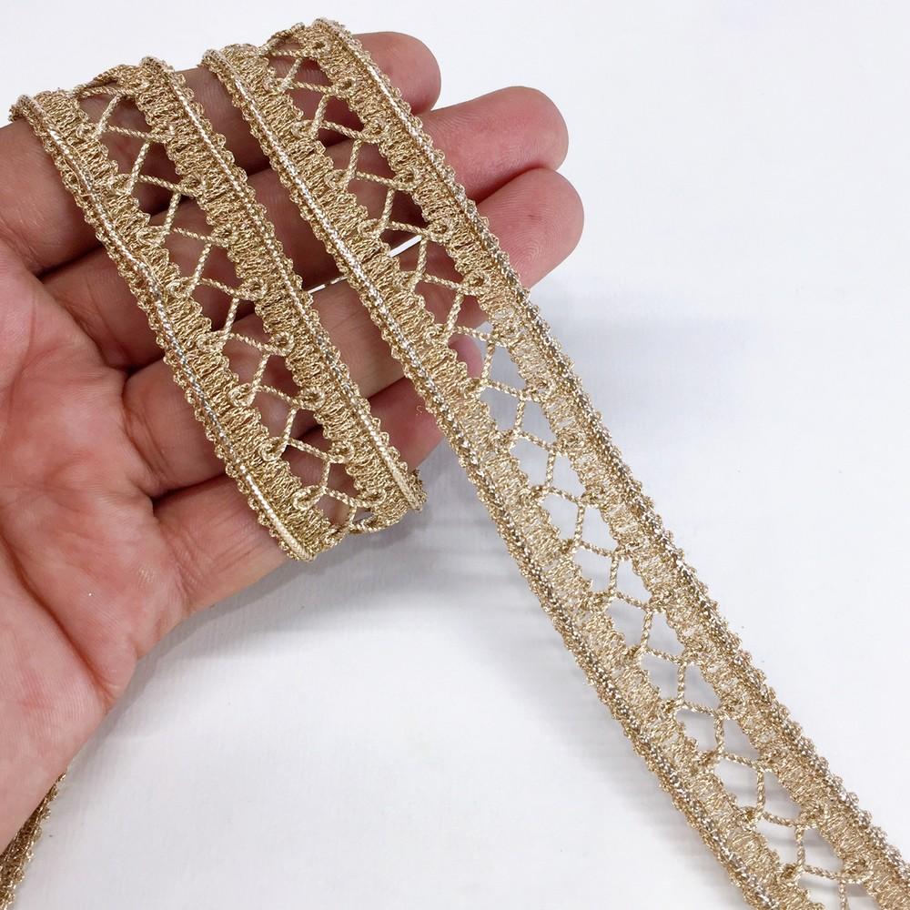 22 mm Crochet Knitted Decorative Ribbon, shown on white cotton