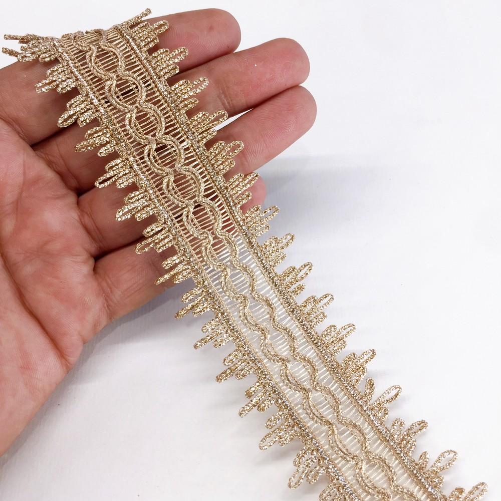 42 mm Crochet Knitted Decorative Ribbon, shown on white cotton