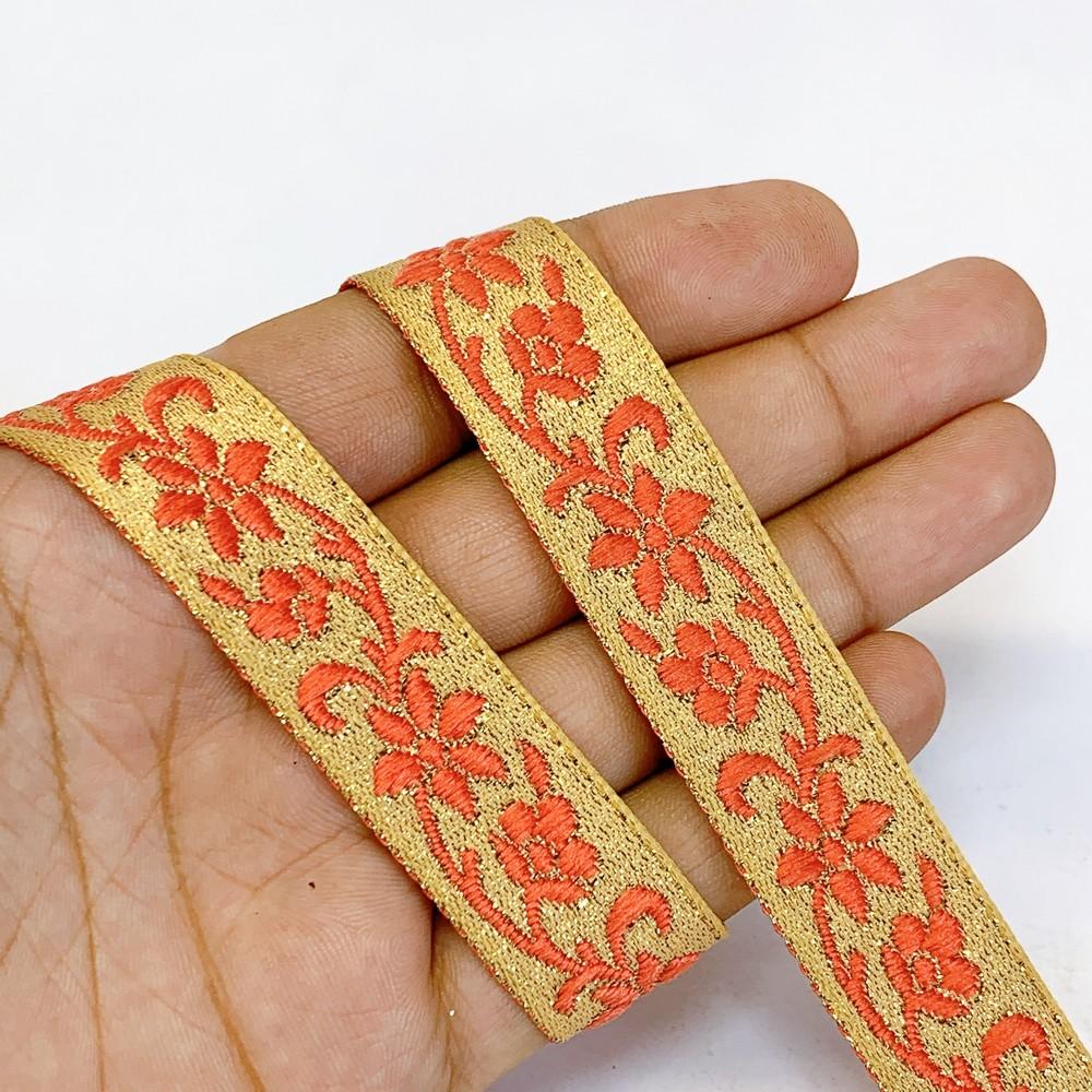 15 mm Designer Jacquard Lace, shown on white cotton