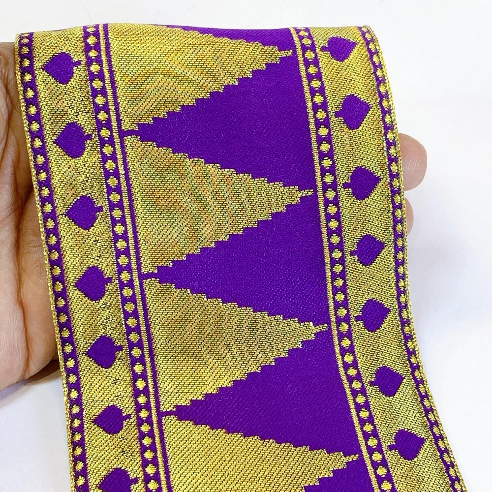 92 mm Designer Banarsi Jacquard Lace, shown on white cotton