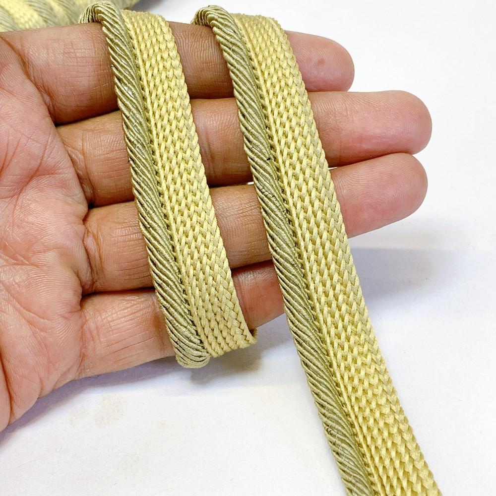 12mm Braided Home Furnishing Piping, shown on white cotton
