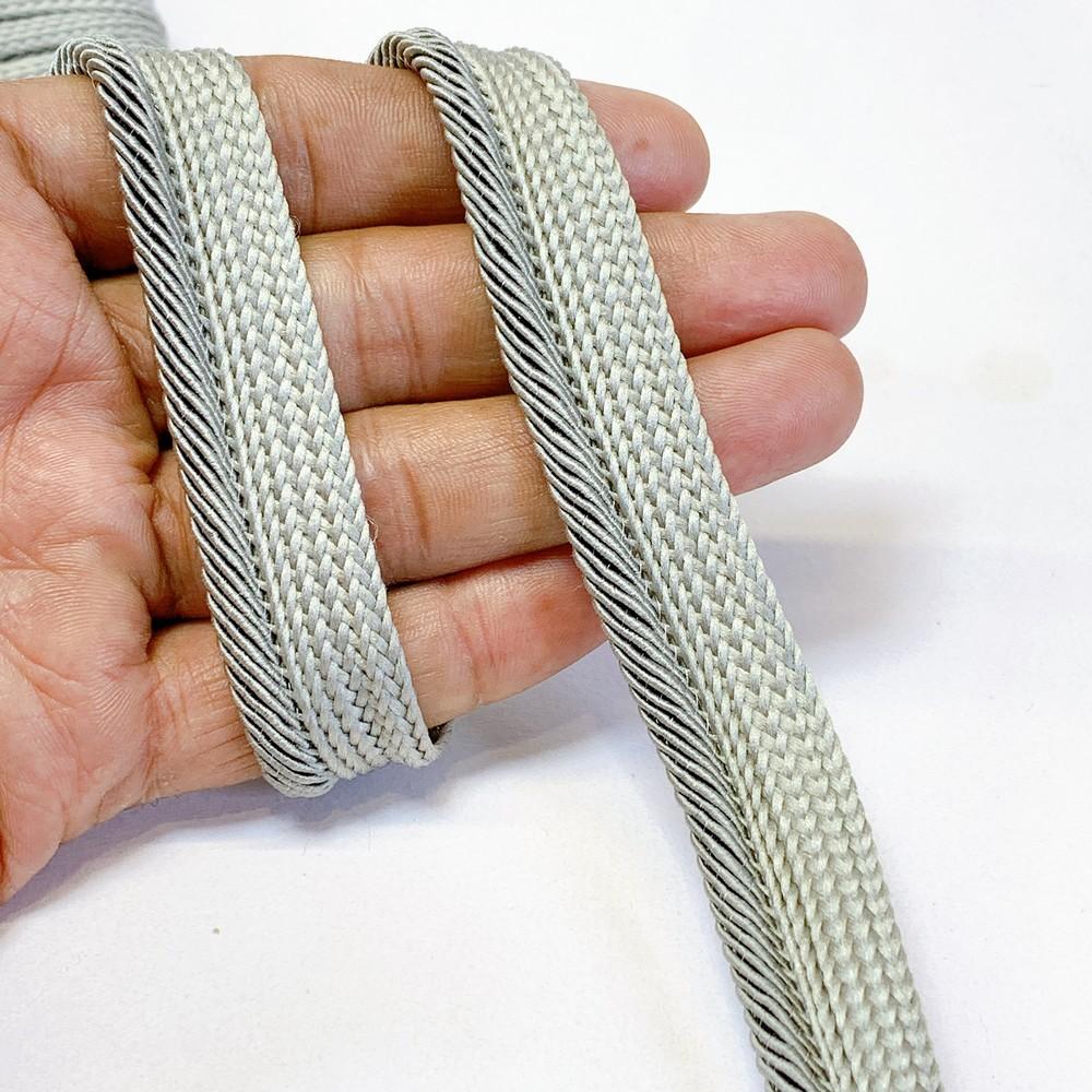12mm Braided Home Furnishing Piping, shown on white cotton