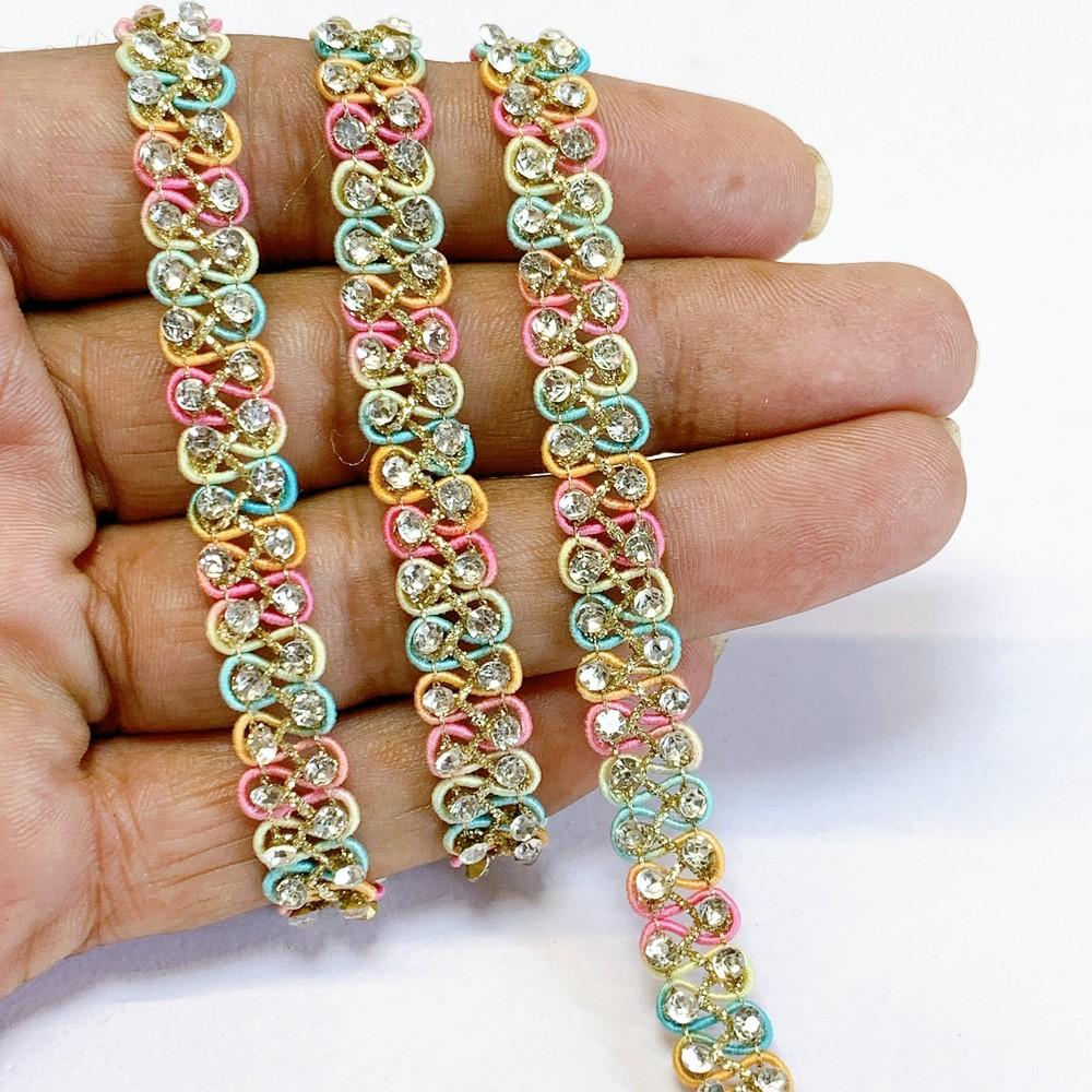 9mm Designer StoneWork Crochet Lace, shown on white cotton