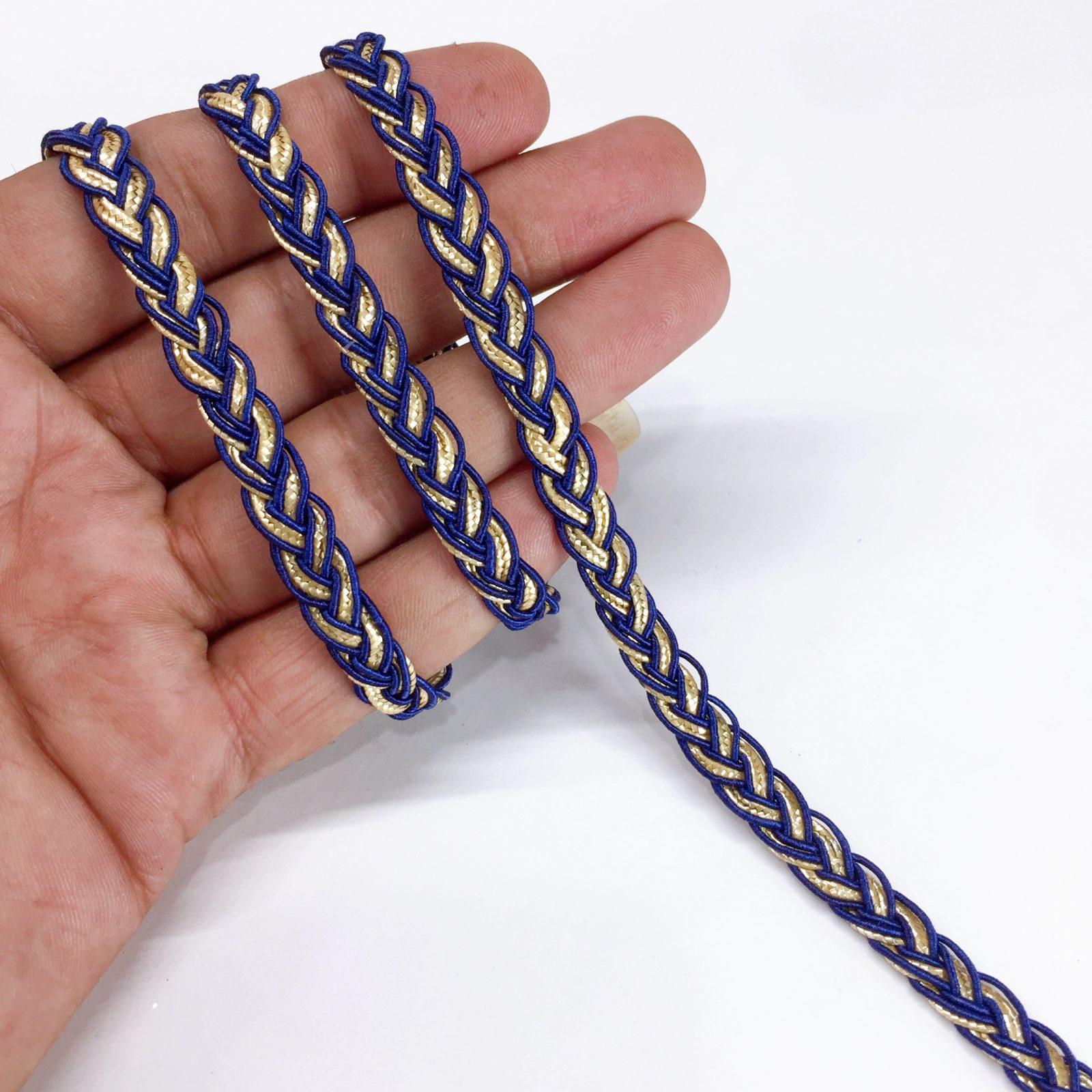 9mm Braids Knitted Decorative Tape Ribbon, shown on white cotton